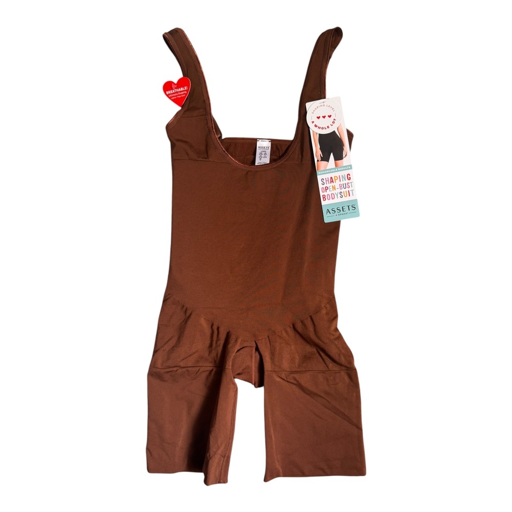 Assets by Spanx Women Chestnut Brown Shaping Open-Bust Bodysuit  Size L NEW